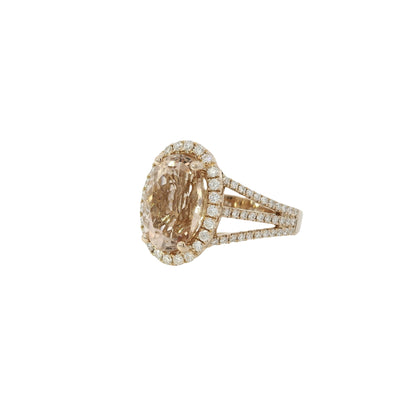 18k Rose Gold 3.85ct Oval Cut Morganite Diamond Ring