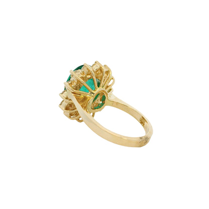 14k Yellow Gold GAL Certified 5.60ct Oval Cut Emerald and 1.35ctw Round Diamond Ring