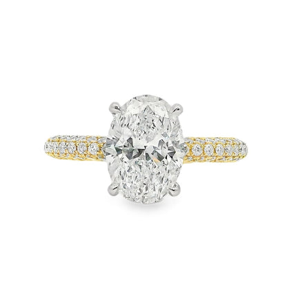 18k White and Yellow Gold GIA Certified 2.01ctw Oval Diamond Ring