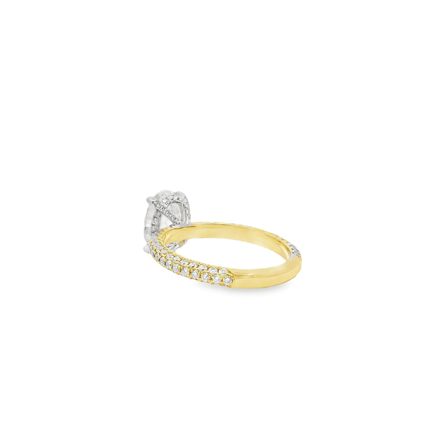 18k White and Yellow Gold GIA Certified 2.01ctw Oval Diamond Ring