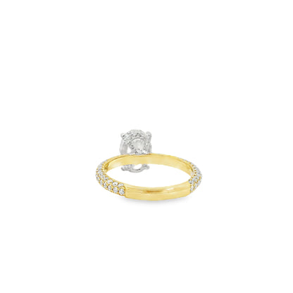 18k White and Yellow Gold GIA Certified 2.01ctw Oval Diamond Ring