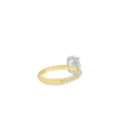 18k White and Yellow Gold GIA Certified 2.01ctw Oval Diamond Ring