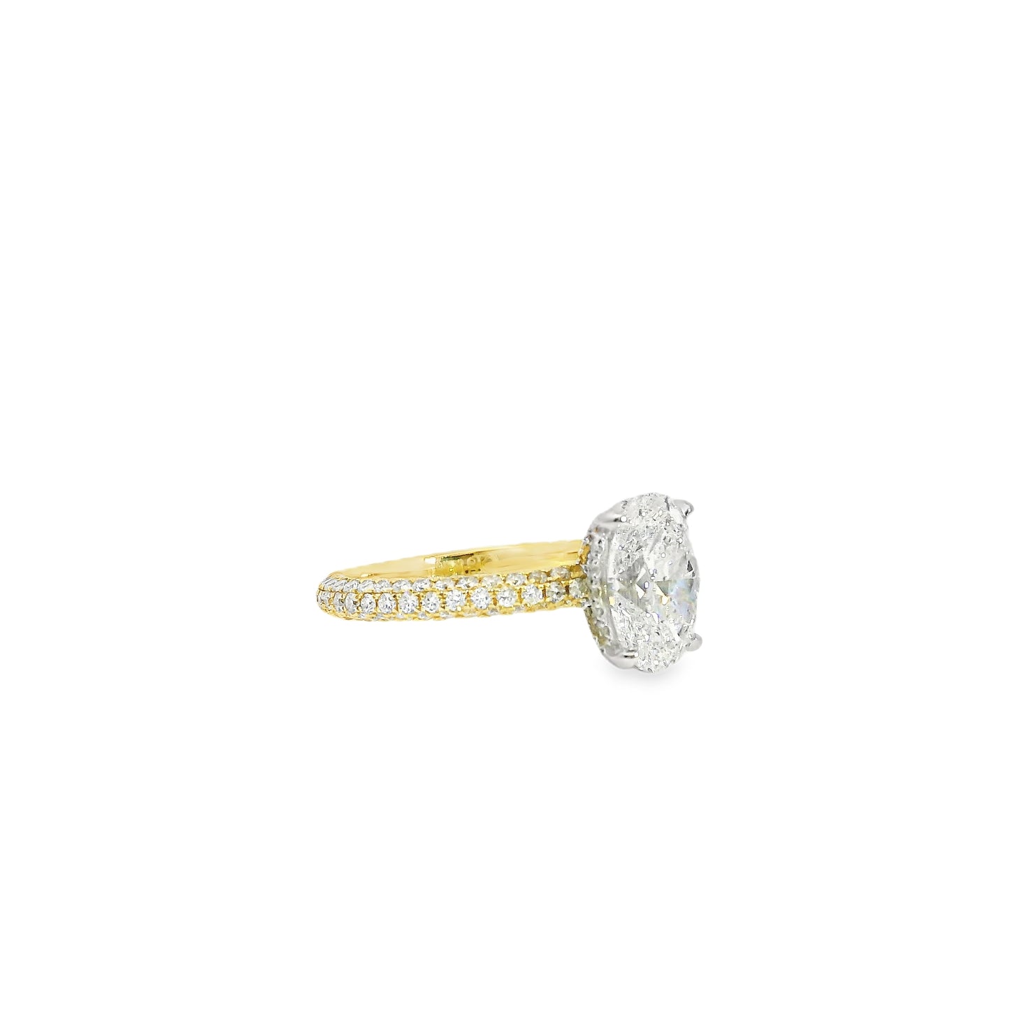 18k White and Yellow Gold GIA Certified 2.01ctw Oval Diamond Ring