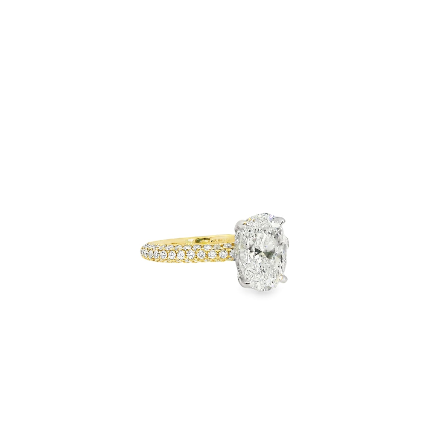 18k White and Yellow Gold GIA Certified 2.01ctw Oval Diamond Ring