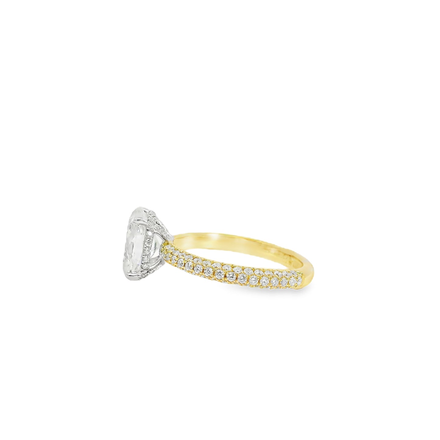 18k White and Yellow Gold GIA Certified 2.01ctw Oval Diamond Ring
