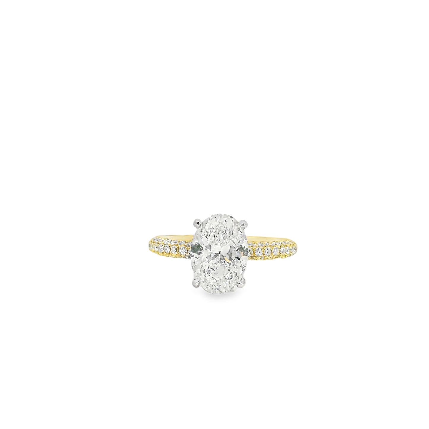 18k White and Yellow Gold GIA Certified 2.01ctw Oval Diamond Ring