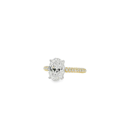 18k White and Yellow Gold GIA Certified 2.01ctw Oval Diamond Ring
