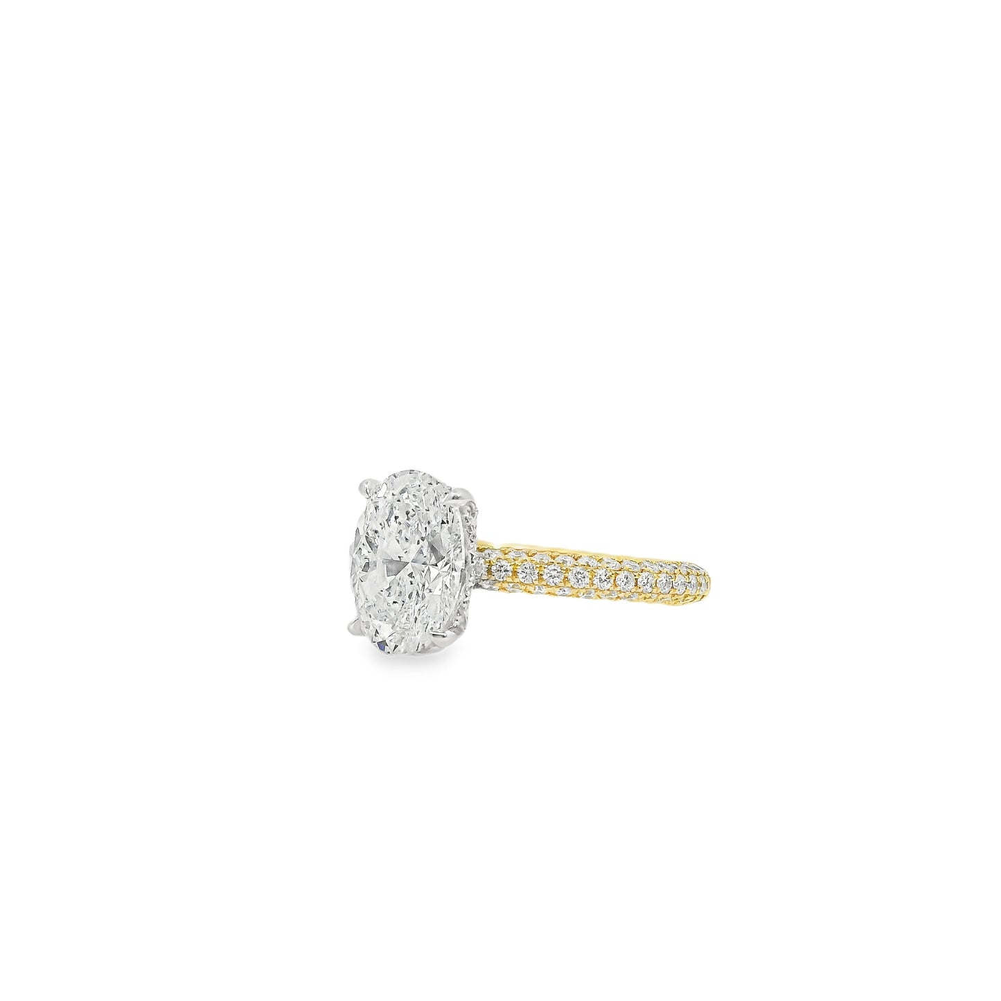 18k White and Yellow Gold GIA Certified 2.01ctw Oval Diamond Ring