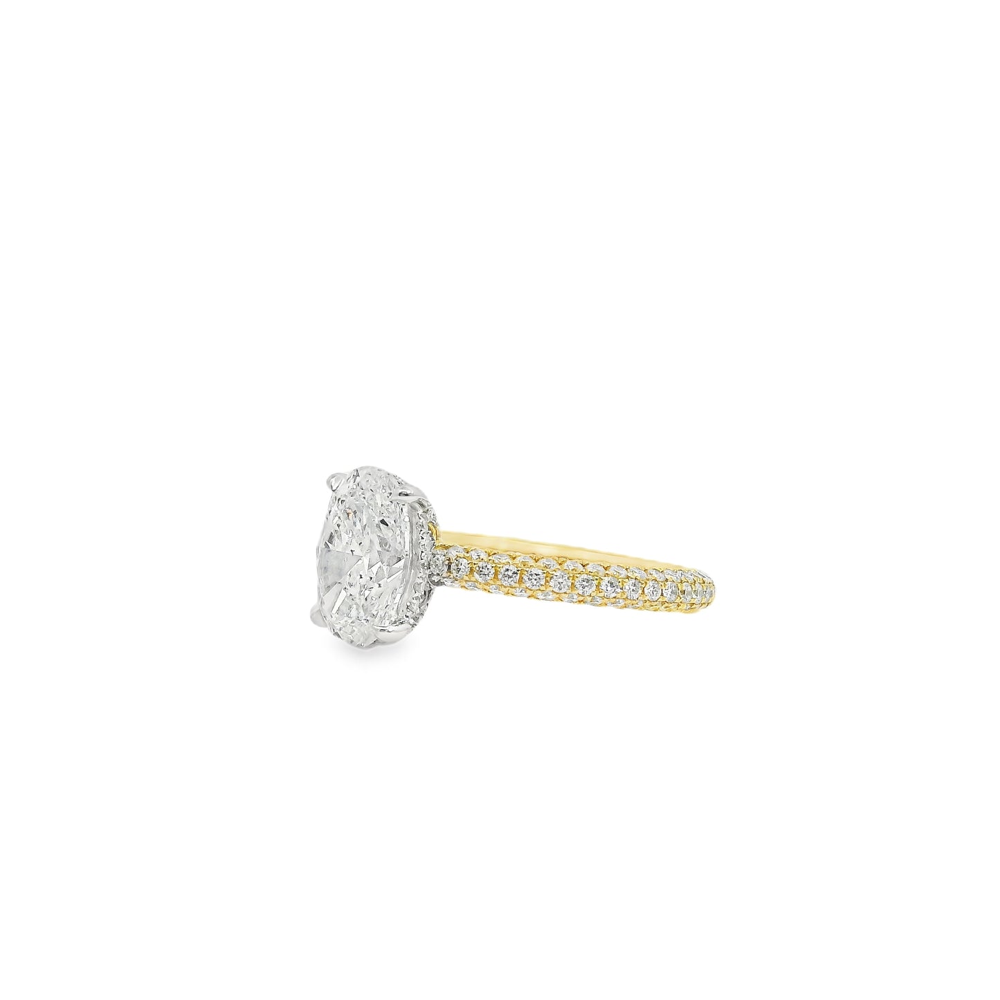 18k White and Yellow Gold GIA Certified 2.01ctw Oval Diamond Ring