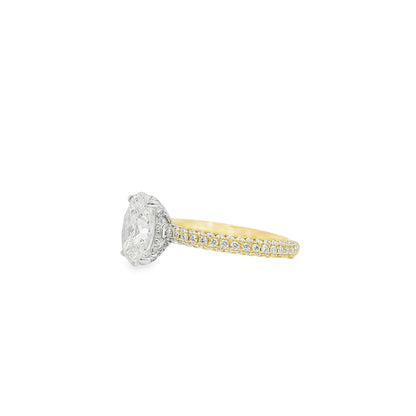 18k White and Yellow Gold GIA Certified 2.01ctw Oval Diamond Ring