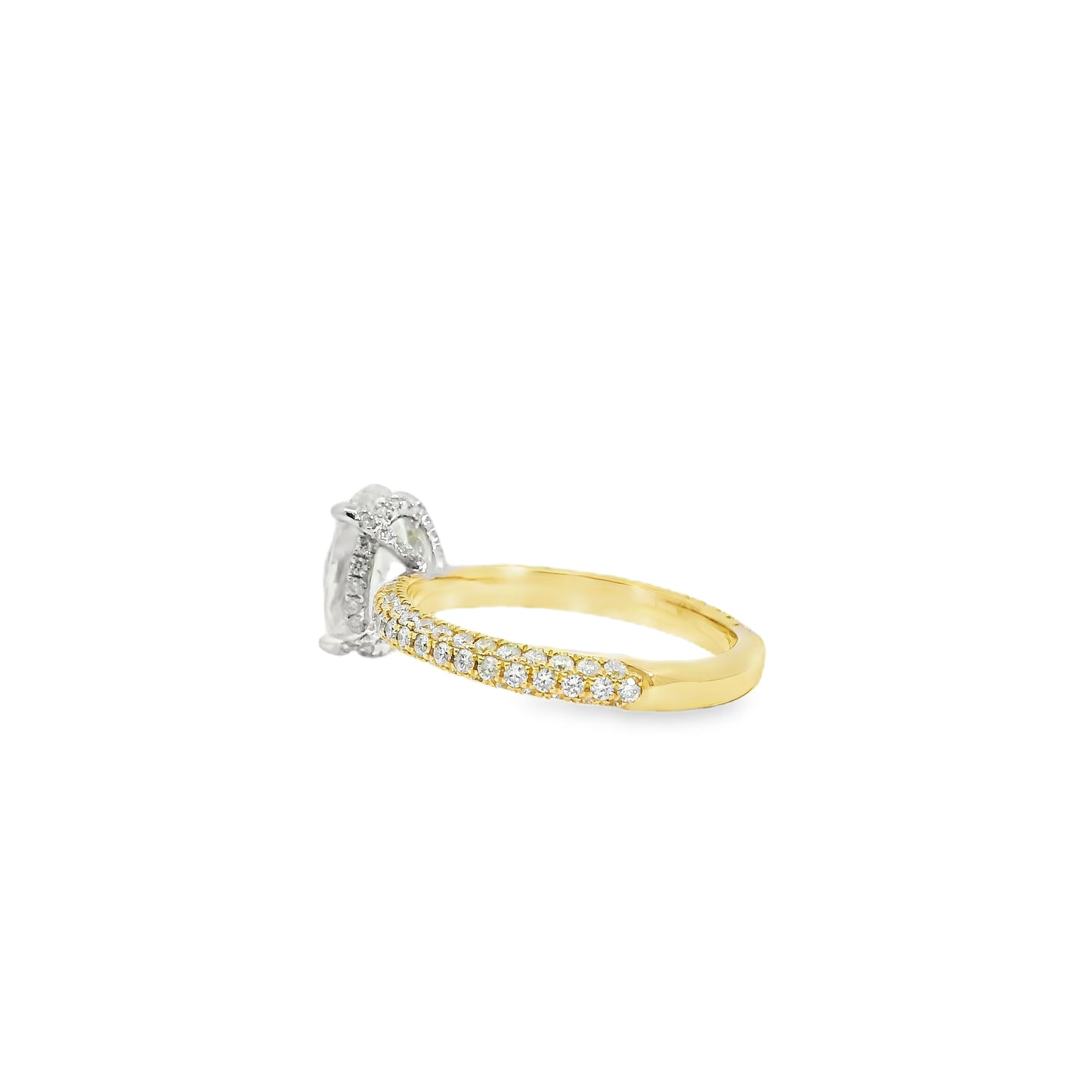 18k White and Yellow Gold GIA Certified 2.01ctw Oval Diamond Ring