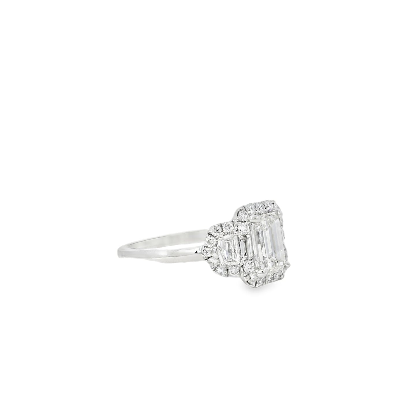 18k White Gold 1.63ctw Emerald Cut Diamond Engagement Ring