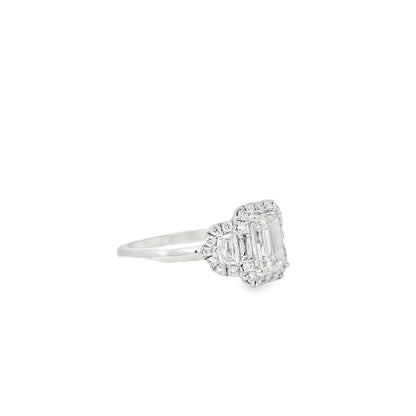 18k White Gold 1.63ctw Emerald Cut Diamond Engagement Ring