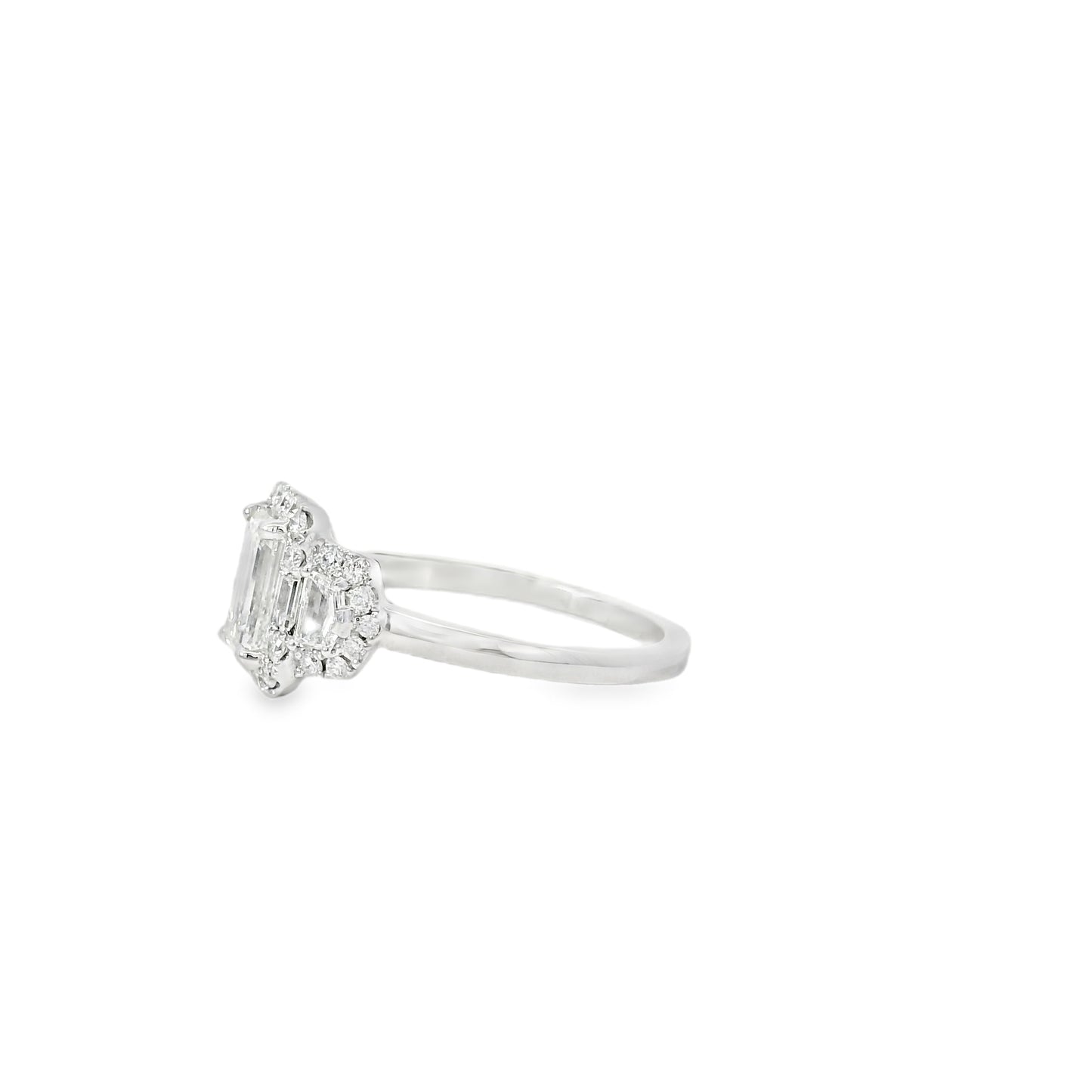 18k White Gold 1.63ctw Emerald Cut Diamond Engagement Ring