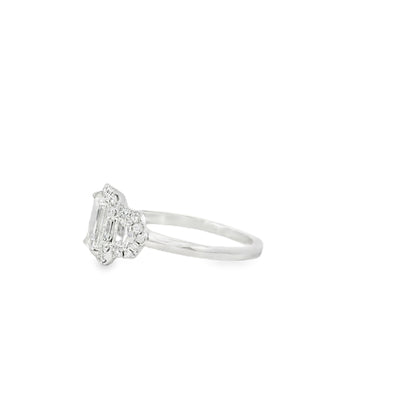 18k White Gold 1.63ctw Emerald Cut Diamond Engagement Ring