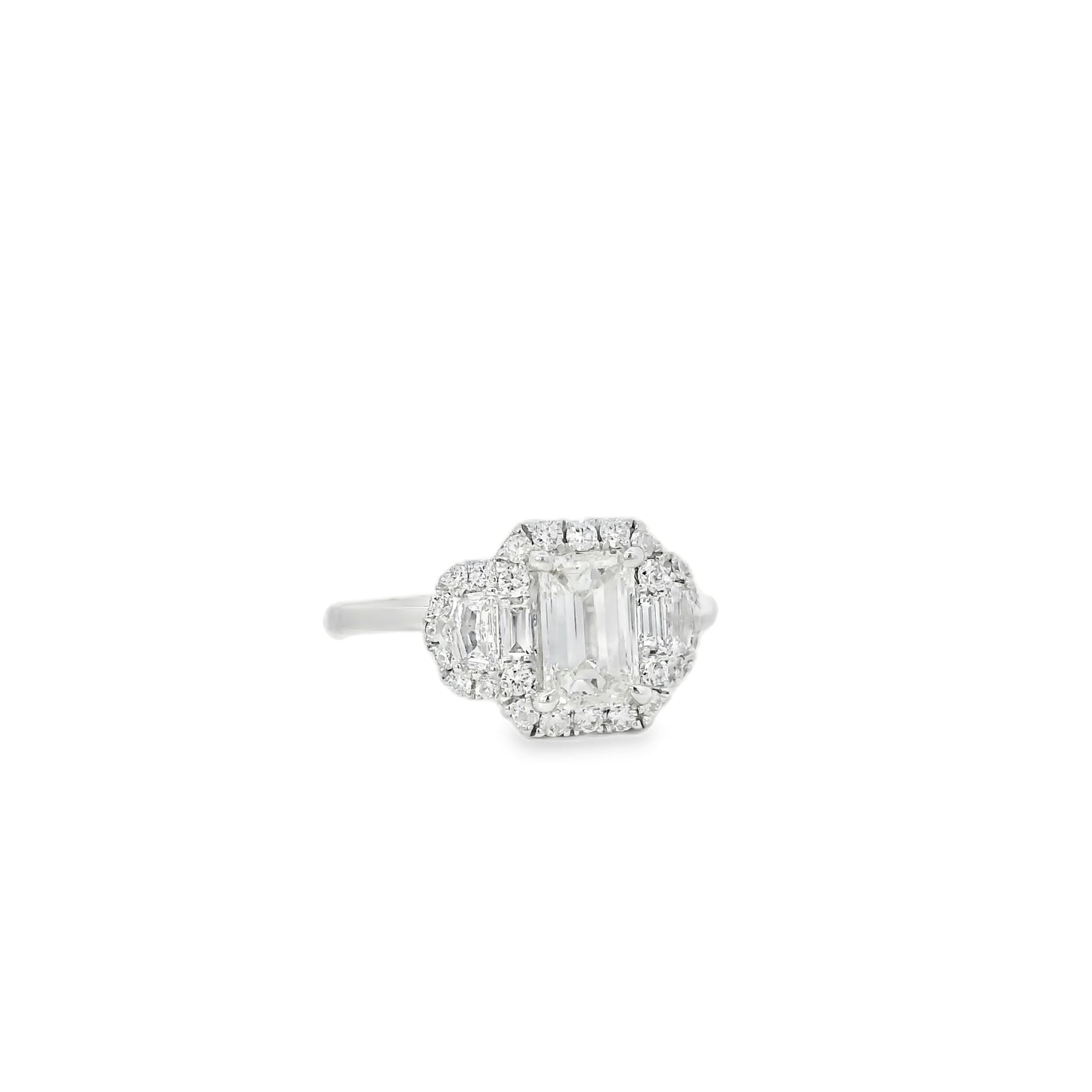 18k White Gold 1.63ctw Emerald Cut Diamond Engagement Ring