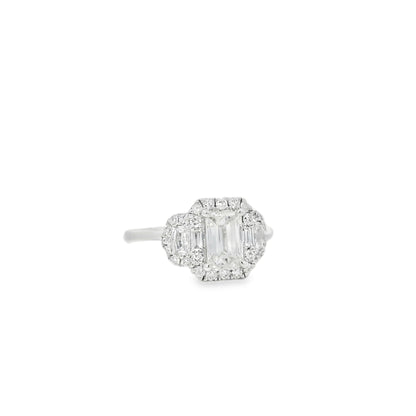 18k White Gold 1.63ctw Emerald Cut Diamond Engagement Ring