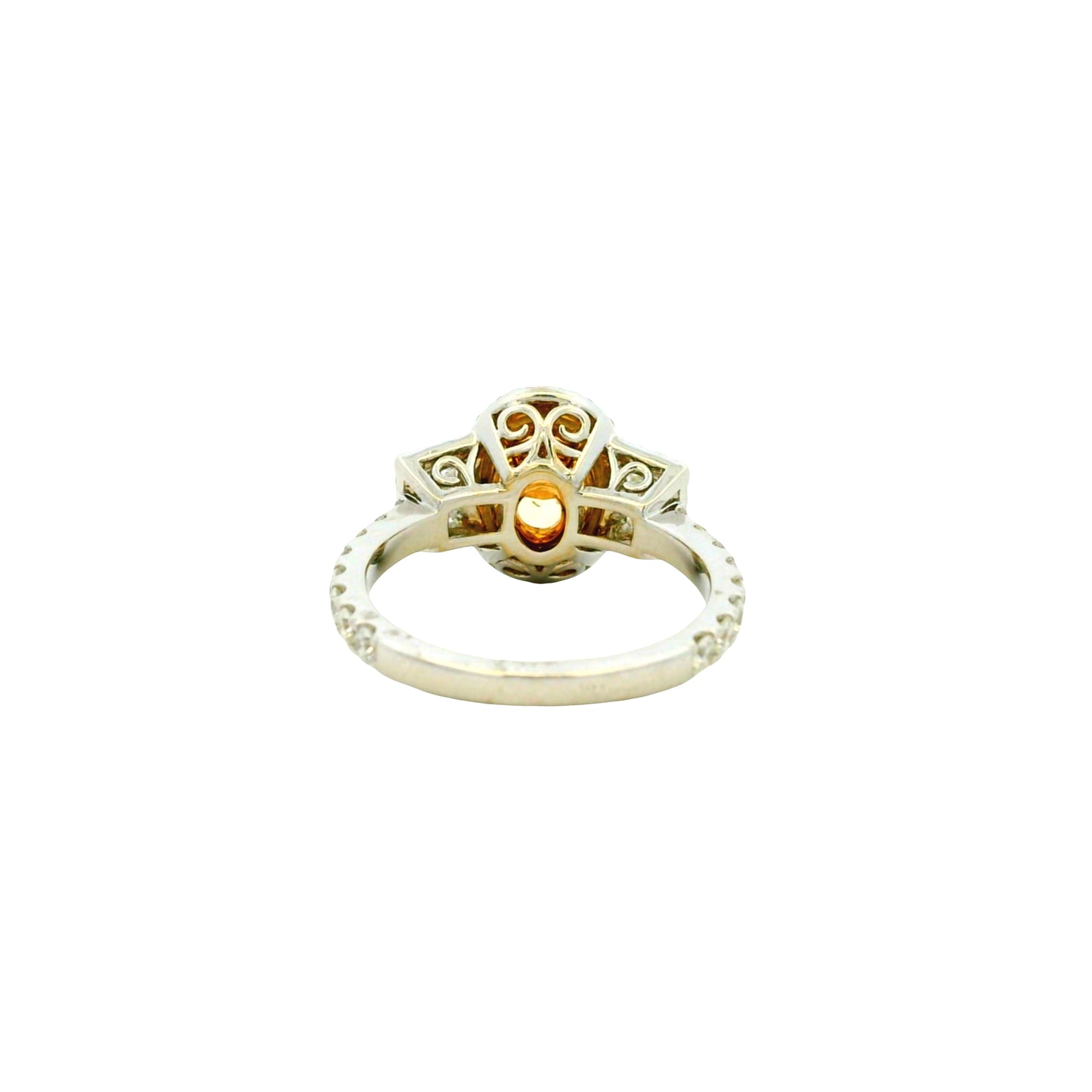 18k White and Yellow GIA 2.06ctw Oval Cut Fancy Yellow Diamond and 1.15ctw Diamond Ring
