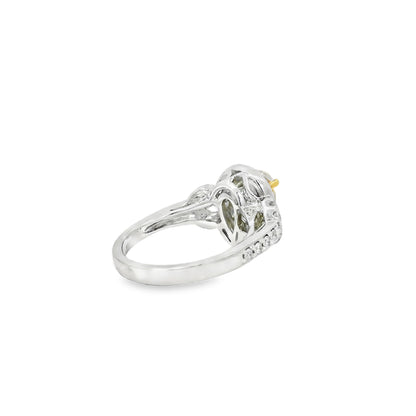 18k White and Yellow Gold 1.47ctw Pear Cut Fancy Yellow Diamond Ring