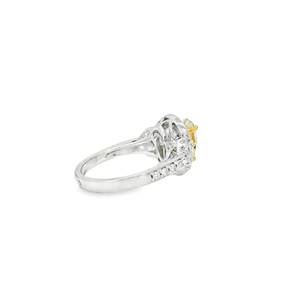 18k White and Yellow Gold 1.47ctw Pear Cut Fancy Yellow Diamond Ring