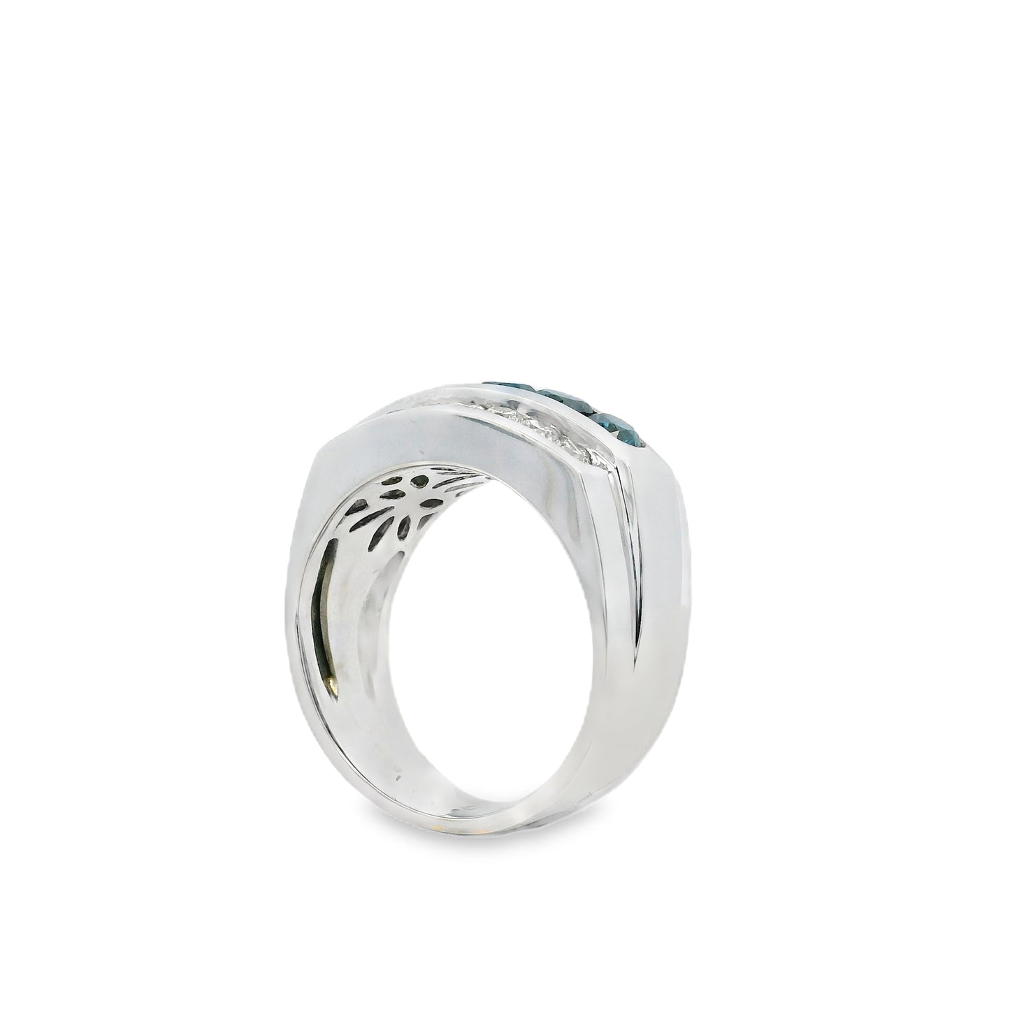 14k White Gold 1.50ctw Blue Round Diamond Ring