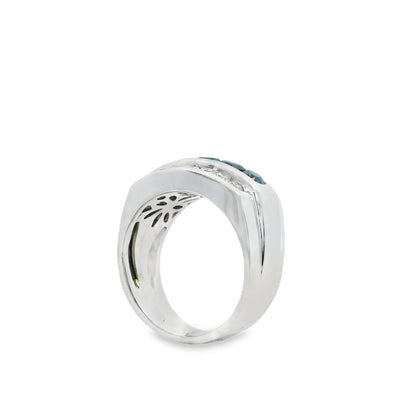 14k White Gold 1.50ctw Blue Round Diamond Ring