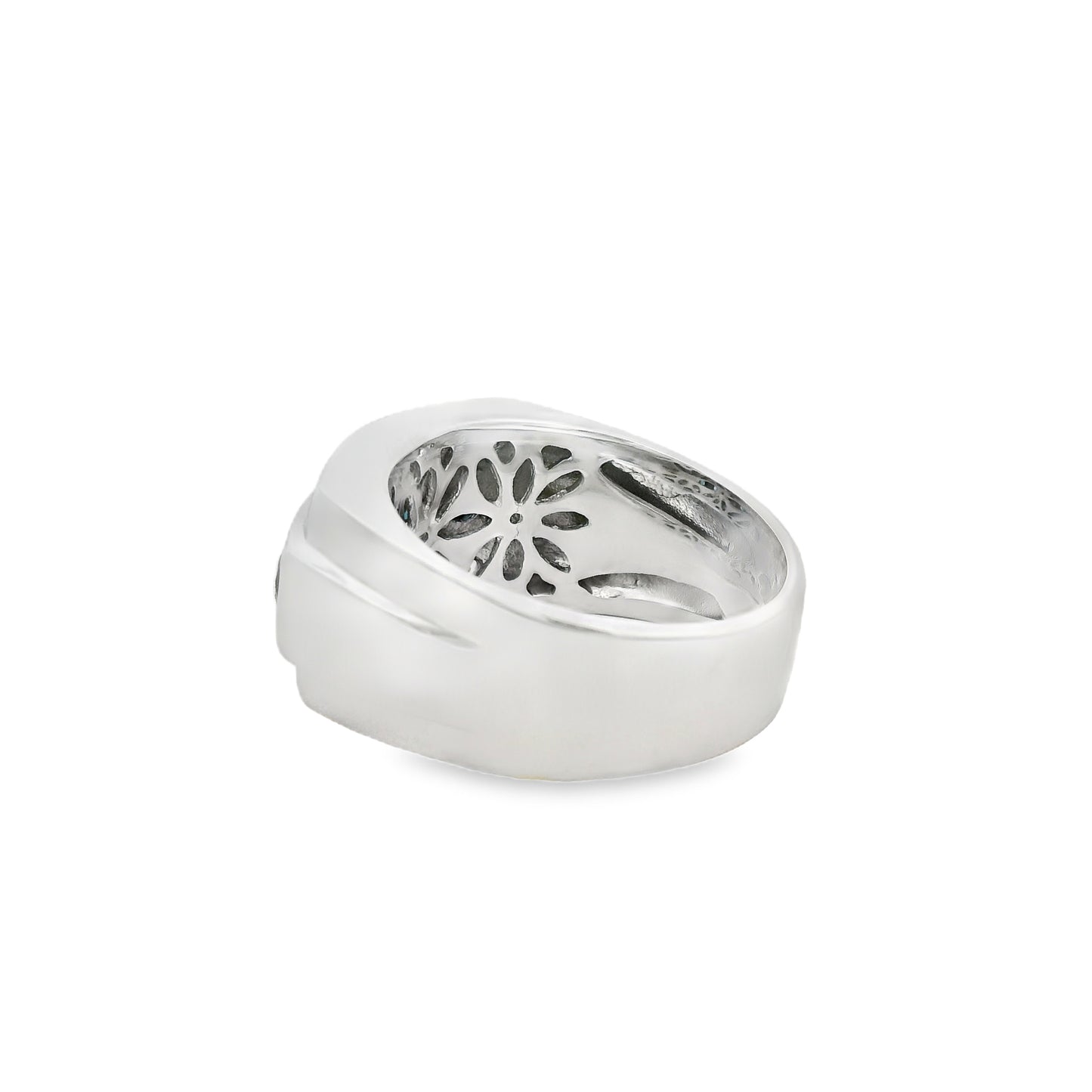 14k White Gold 1.50ctw Blue Round Diamond Ring