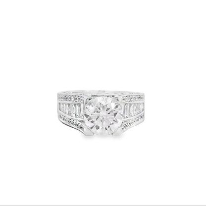 14k White Gold 1.67ct Round Brilliant and Baguette Diamond Engagement Ring