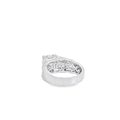 14k White Gold 1.67ct Round Brilliant and Baguette Diamond Engagement Ring