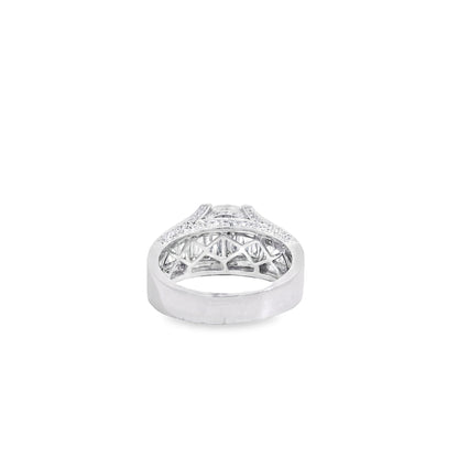 14k White Gold 1.67ct Round Brilliant and Baguette Diamond Engagement Ring