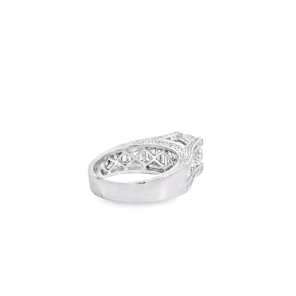 14k White Gold 1.67ct Round Brilliant and Baguette Diamond Engagement Ring