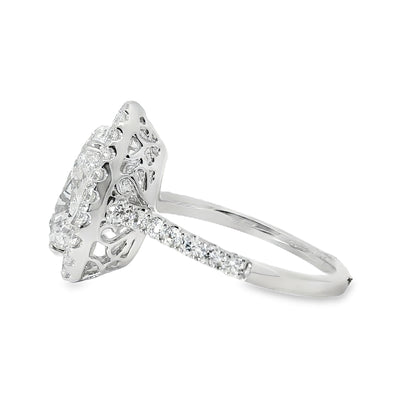 18k White Gold GIA Certified 4.02ct Pear Cut Diamond Engagement Ring