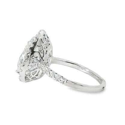 18k White Gold GIA Certified 4.02ct Pear Cut Diamond Engagement Ring