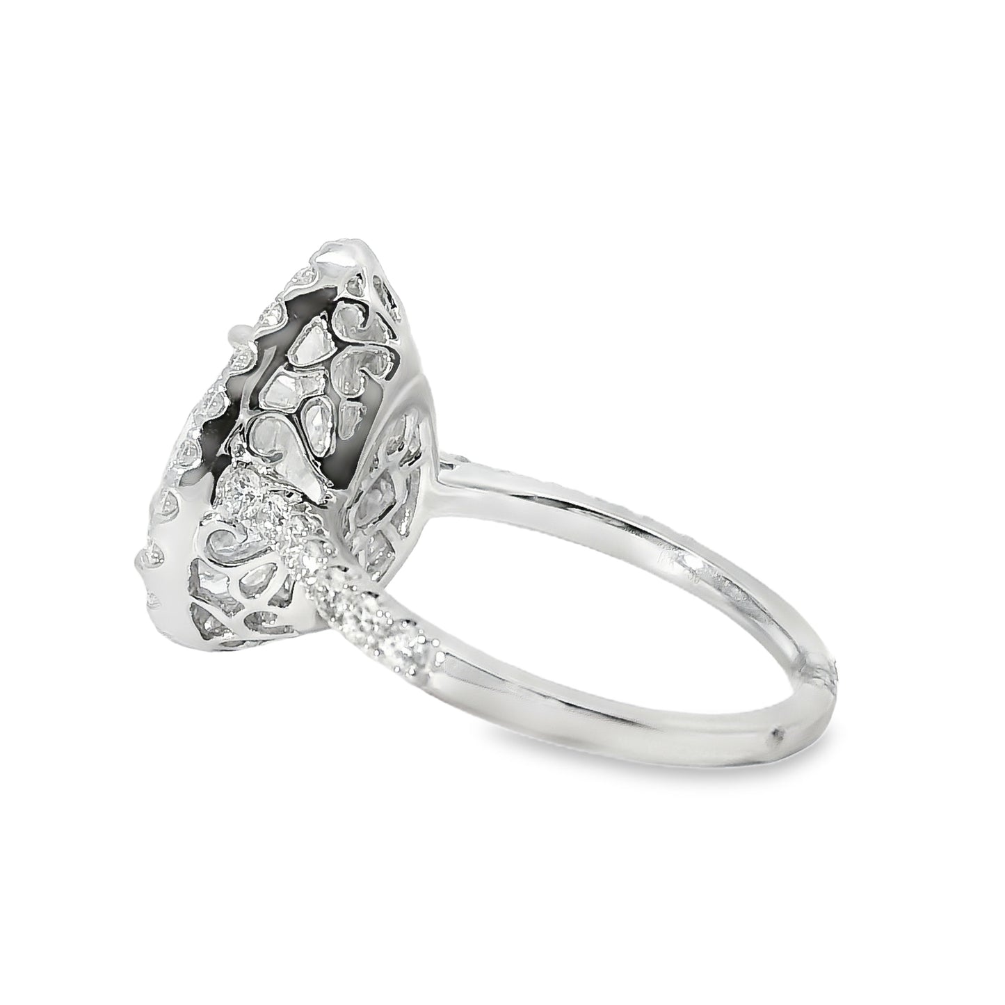 18k White Gold GIA Certified 4.02ct Pear Cut Diamond Engagement Ring