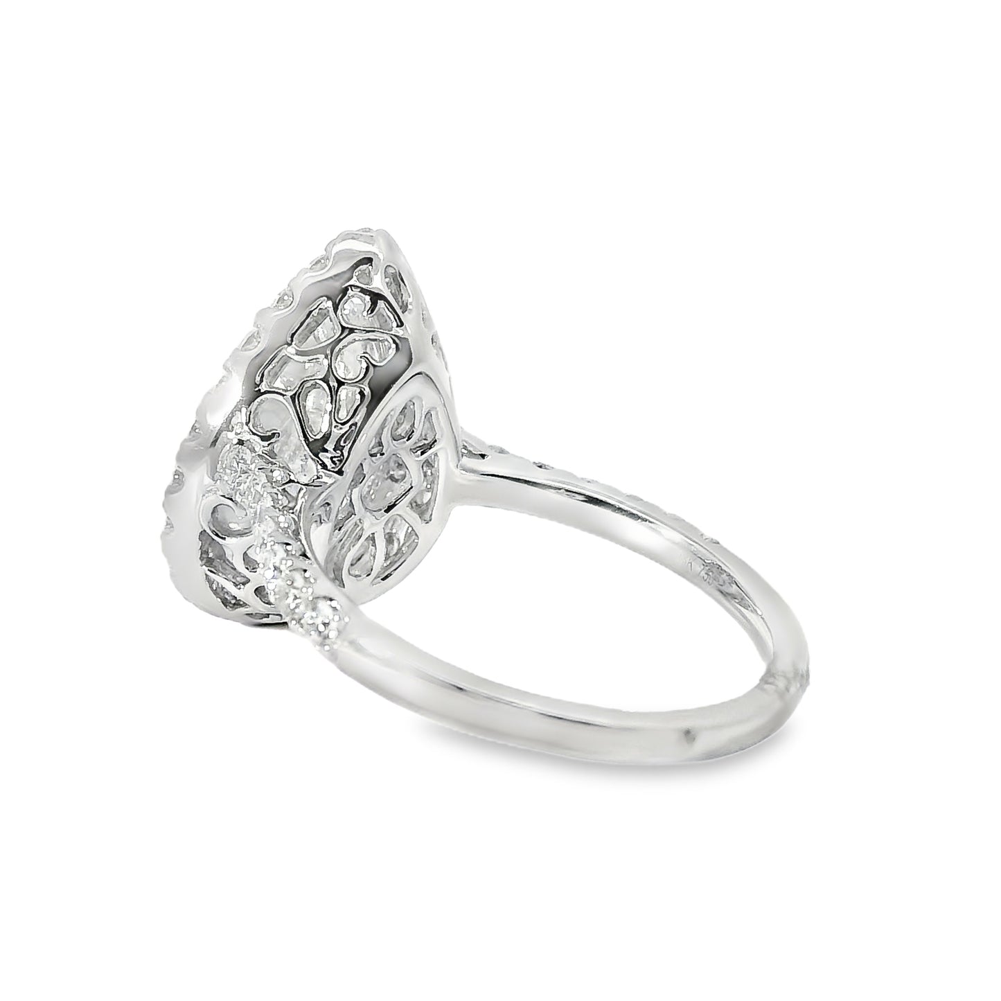 18k White Gold GIA Certified 4.02ct Pear Cut Diamond Engagement Ring