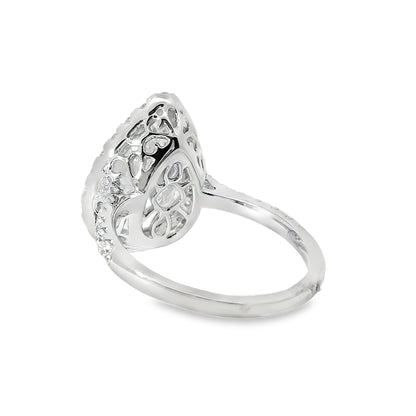 18k White Gold GIA Certified 4.02ct Pear Cut Diamond Engagement Ring