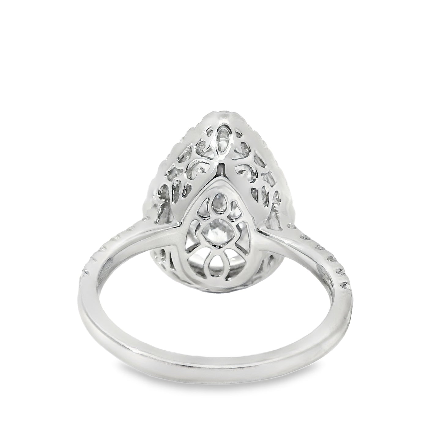 18k White Gold GIA Certified 4.02ct Pear Cut Diamond Engagement Ring