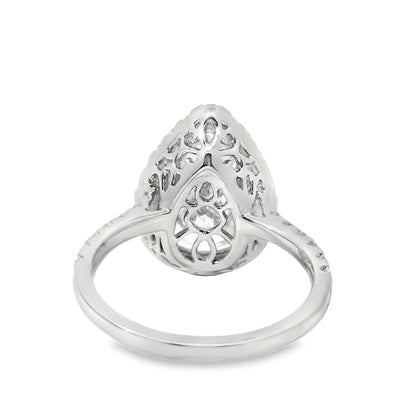 18k White Gold GIA Certified 4.02ct Pear Cut Diamond Engagement Ring