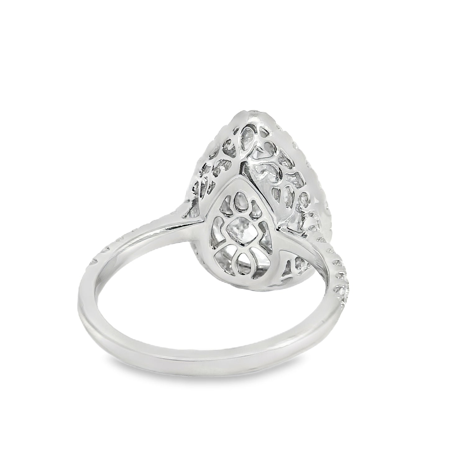 18k White Gold GIA Certified 4.02ct Pear Cut Diamond Engagement Ring