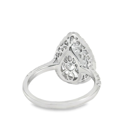 18k White Gold GIA Certified 4.02ct Pear Cut Diamond Engagement Ring