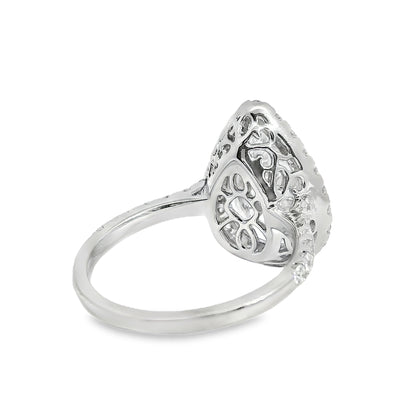 18k White Gold GIA Certified 4.02ct Pear Cut Diamond Engagement Ring