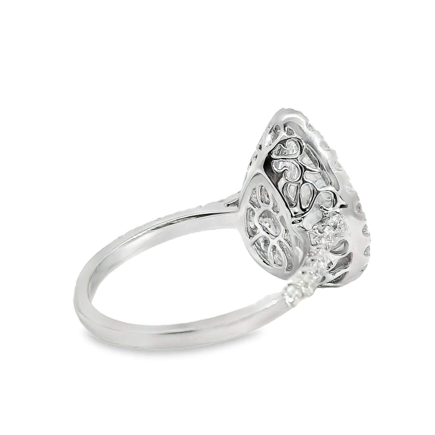 18k White Gold GIA Certified 4.02ct Pear Cut Diamond Engagement Ring