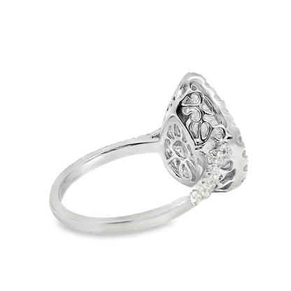 18k White Gold GIA Certified 4.02ct Pear Cut Diamond Engagement Ring