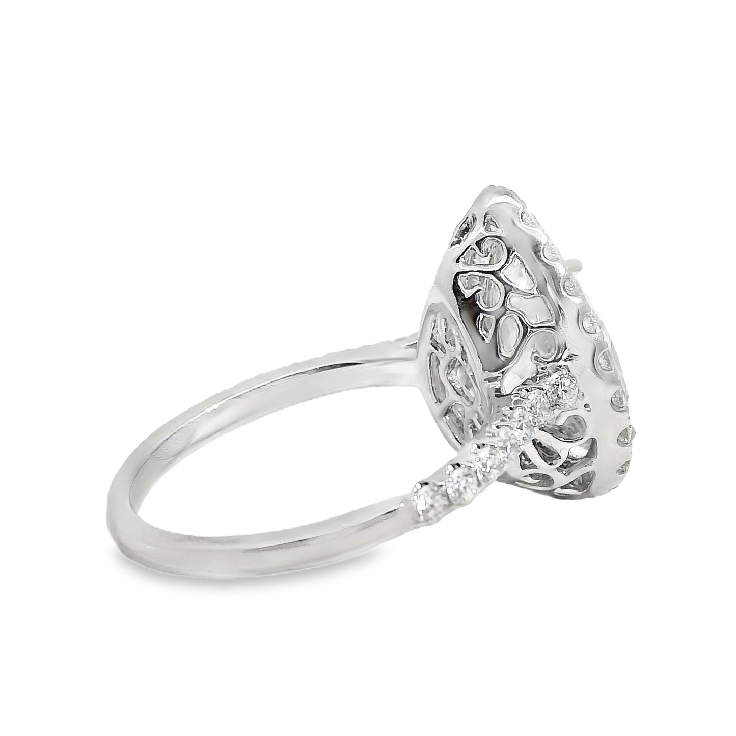 18k White Gold GIA Certified 4.02ct Pear Cut Diamond Engagement Ring
