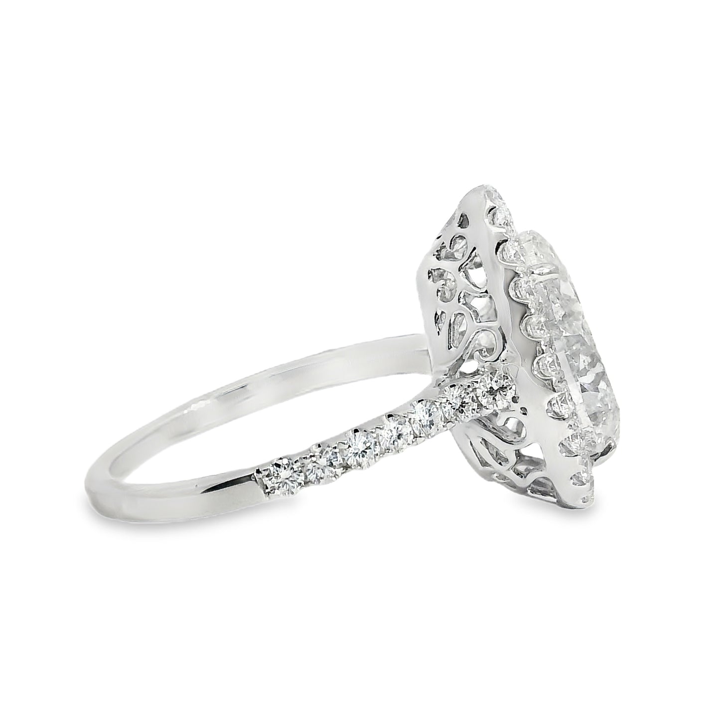 18k White Gold GIA Certified 4.02ct Pear Cut Diamond Engagement Ring