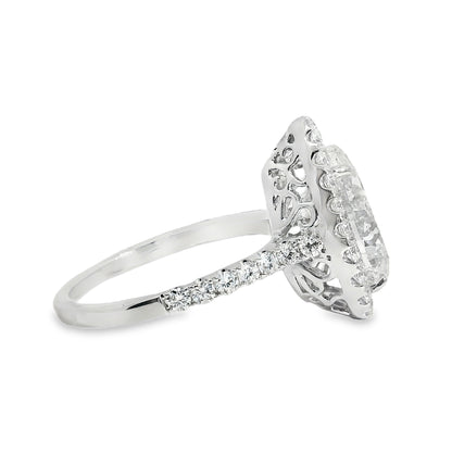 18k White Gold GIA Certified 4.02ct Pear Cut Diamond Engagement Ring