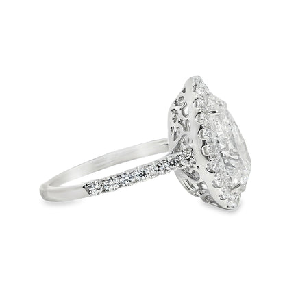 18k White Gold GIA Certified 4.02ct Pear Cut Diamond Engagement Ring