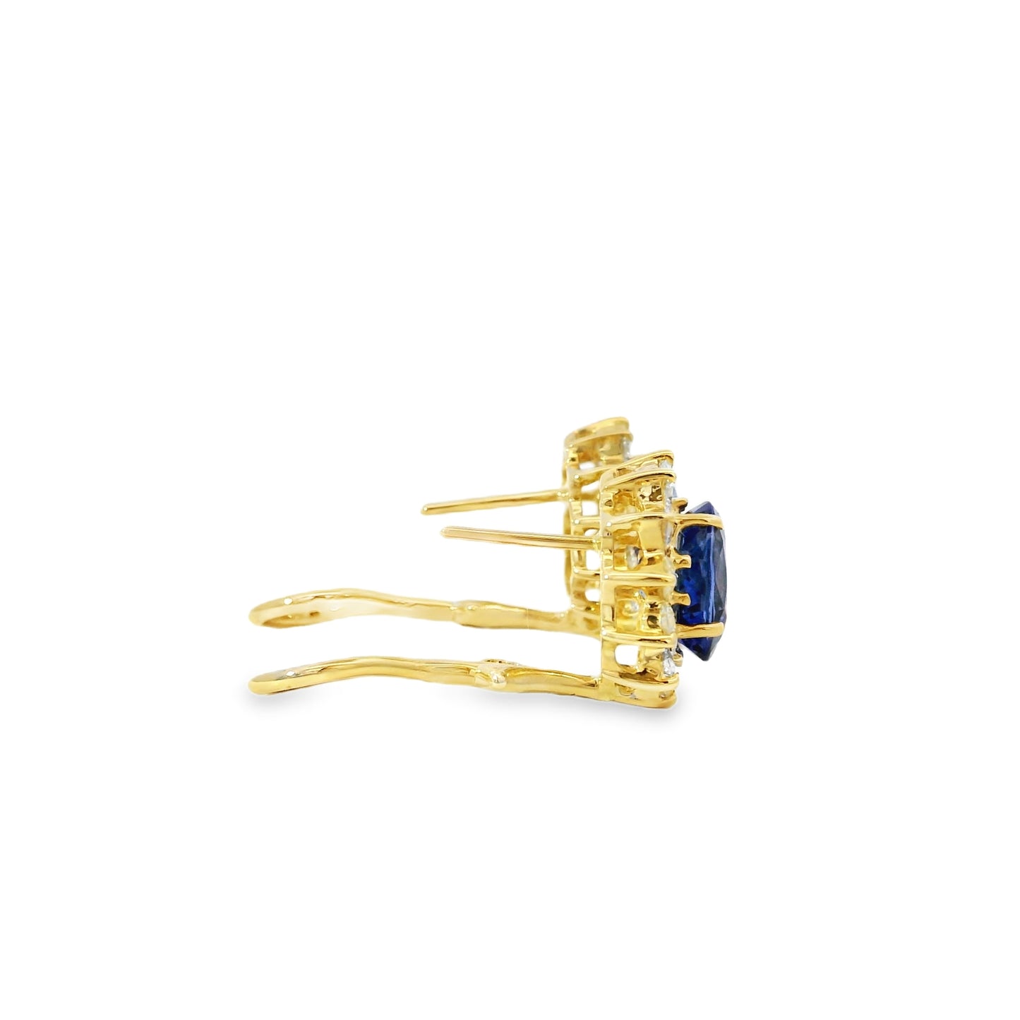 14k Yellow Gold 3.65ctw Oval Cut Tanzanite and 1.10ctw Round Brilliant Diamond Earrings