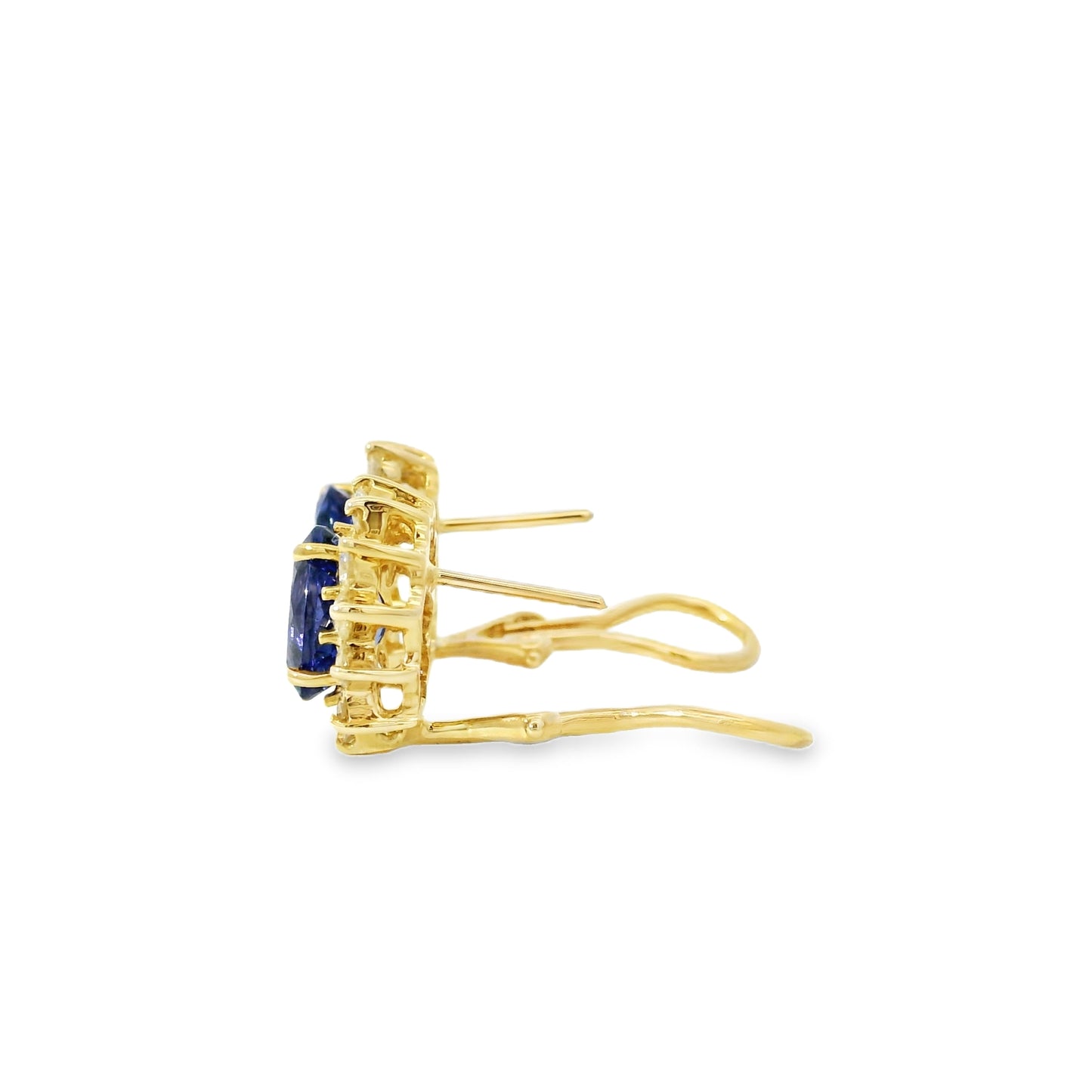 14k Yellow Gold 3.65ctw Oval Cut Tanzanite and 1.10ctw Round Brilliant Diamond Earrings