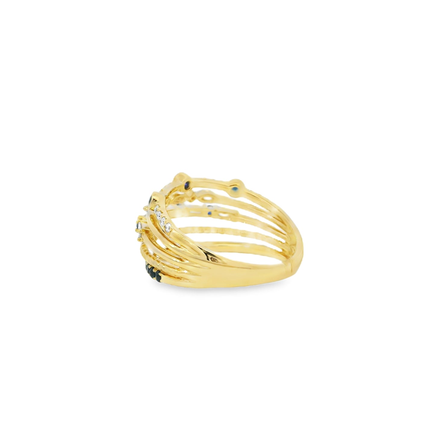 18k Yellow Gold 0.91ctw Sapphire and Diamond Layered Ring